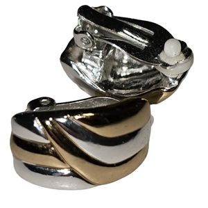 Vintage Two Tone Clip-on Earrings